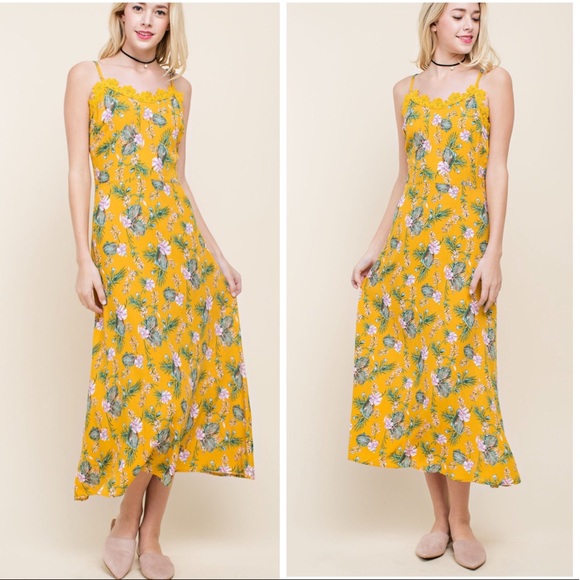 Penna&Pine Dresses & Skirts - ONE LEFT Mustard Floral Sheath Maxi Dress